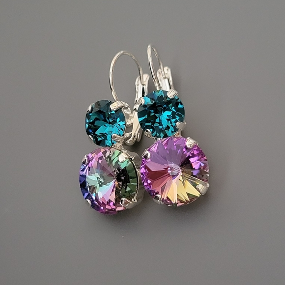 Austrian Crystal Earrings in Shiny Silver - Picture 4 of 11